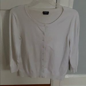 White button up sweater